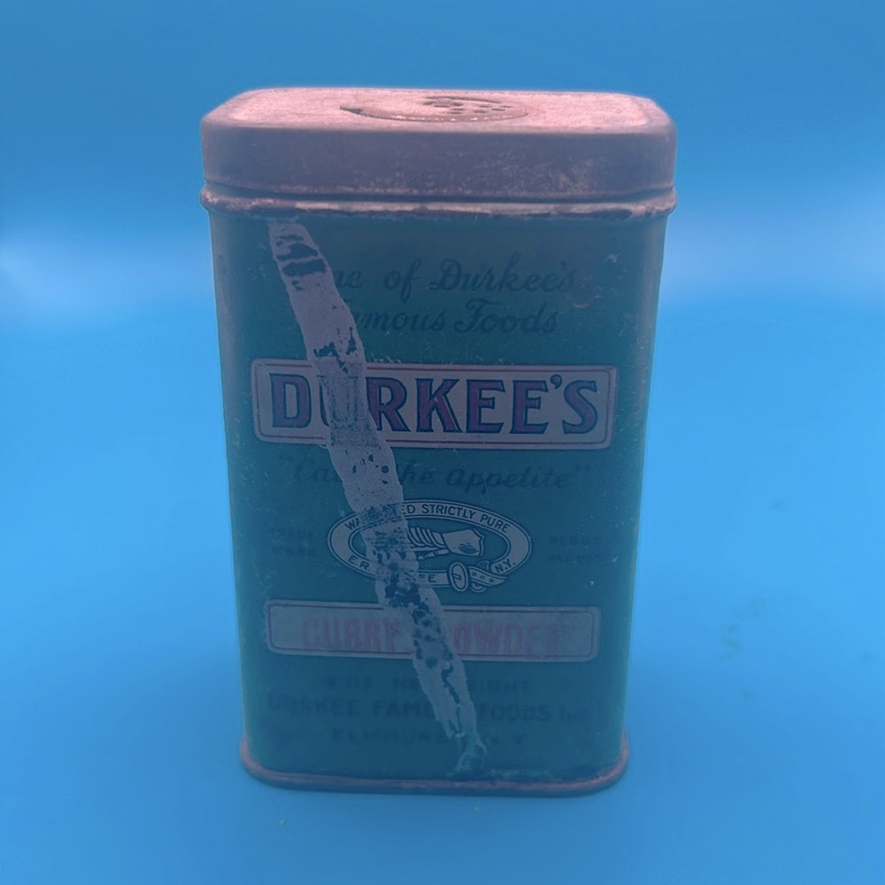 Antique Durkee’s Curry Powder Spice tin.